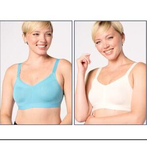 A511160 CUDDL DUDS Set of 2 Smooth Micro Ultra Support Bralette Blue Multi XL